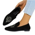thumbnail image 2 of Black Women'S Slip-On Flats With Low Block Heel And Bohemian Design, Lightweight Comfort For Daily Outfits, 2 of 9