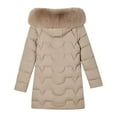 thumbnail image 5 of Cnbwig Parkas for Womens Fashion Shirts Mid Length Winter with Detachable Hood Waist Drawstring Warm Thickened Padded Coat Solid Color Ladies Winter Parkas Khaki L, 5 of 6