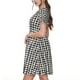 thumbnail image 2 of Fotbe Black And White Houndstooth Vestido Largo de Moda para Mujer, Vestido Tipo Camiseta con Manga Corta y Estilo Casual a Rayas y Bloques de Color, 2 of 6