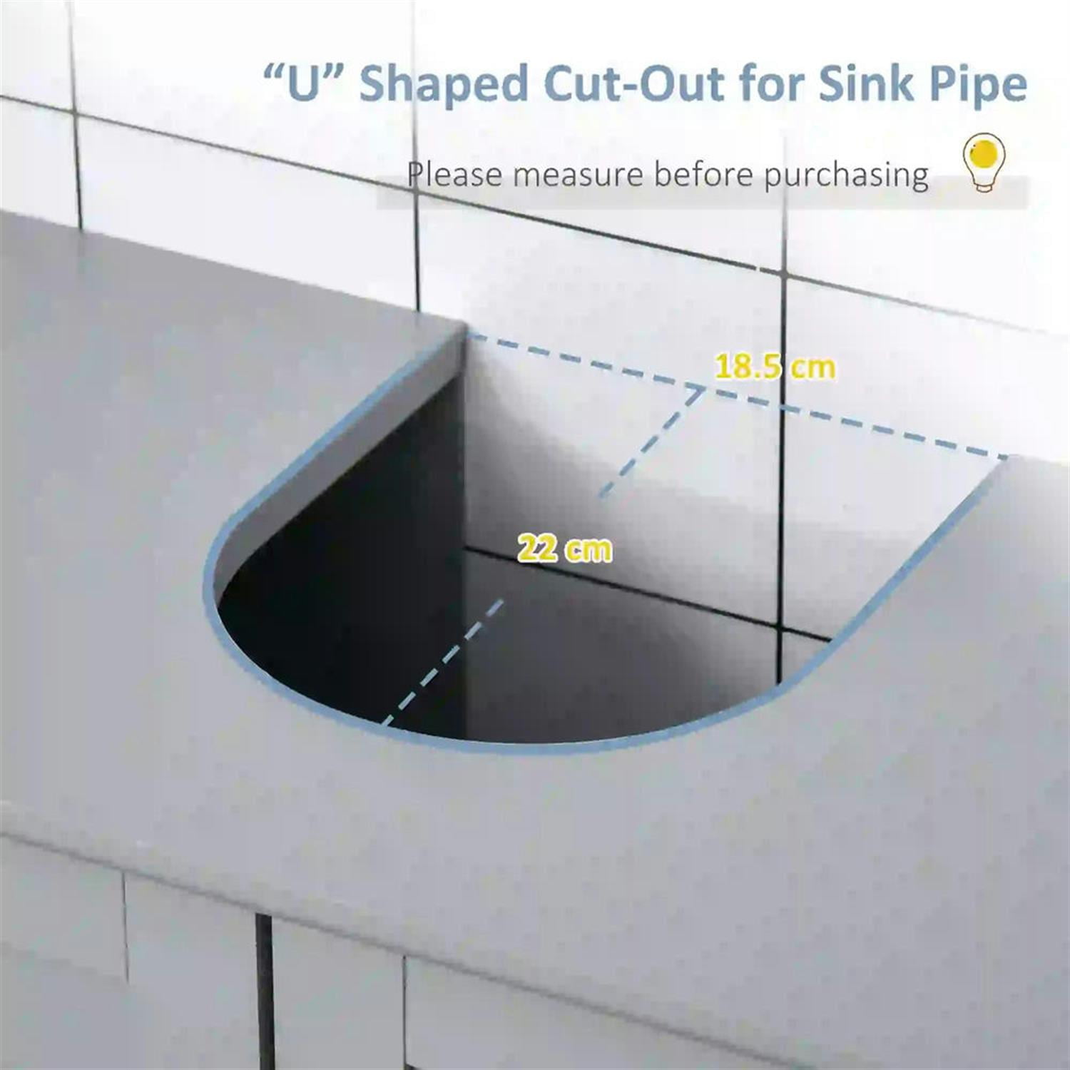 Demi Bonn 23" Bathroom Vanity with U-Shape Cut-Out and Adjustable Internal Shelf, Pedestal Sink 2-Door Cabinet, Under Sink Cabinet, Gray