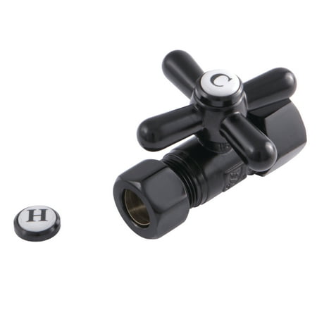 Kingston Brass CC44450X 5/8-Inch O.D. Comp x 1/2-Inch O.D. Comp Quarter-Turn Straight Shut-Off Valve in Matte Black