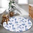 thumbnail image 5 of Blue Coastal Round Rug 3ft Washable Circle Entryway Rugs Non Slip Ocean Nautical Coral Seahorse Starfish Area Rug Indoor Floor Carpet for Bedroom Kitchen Living Room Home Office Dining Room Nursery, 5 of 8