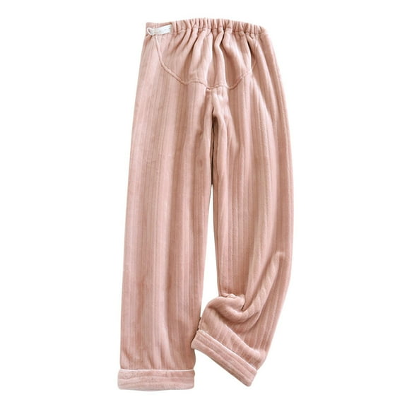 ShomPort Womens Maternity Fleece Pajamas Adjustable Elastic Waist Wide Leg Comfort Pants Fall Winter Warm Pregnancy Homewear