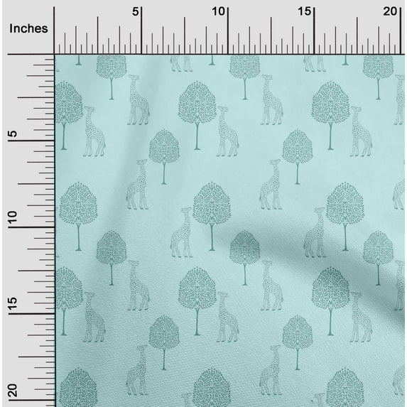 oneOone Cotton Poplin Fabric Tree & Giraffe Block Print Fabric By The Yard 56 Inch Wide