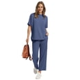 thumbnail image 3 of Ronuti Two Piece Sets for Women Summer Outfits Oversized Wide Leg Crop Pants Lounge Sets Airport Beach Vacation Clothes, 3 of 9
