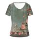 thumbnail image 4 of Tops Cortos para las Mujeres Impresión V-Cuello Suéter Blusa, Manga Corta de Poliéster Top de Moda, Lavado a Mano Todas las Estaciones Desgaste Casual, 4 of 4