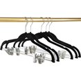 thumbnail image 1 of Perchas para pantalones con clips, paquete de 10, perchas de terciopelo blanco marfil y negro, antideslizantes, ahorran espacio para pantalones, faldas, abrigos y vestidos, 1 of 5