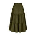 thumbnail image 6 of RUTAYY Bohemian Style Tiered Flared Midi Skirt For Women Flowing A-Line Skirt With Lightweight Fabric For Casual Wear And Beach Outings Solid Color Flowy Swing Pleated Beach Skirts, 6 of 7