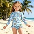 thumbnail image 2 of Girls Swimsuit Ruffle One Piece Stretch Girls Bathing Suits Size 7-8 Ruffle Ruched Girls' Swimwear Color Block Girls Swimsuit Size 6, 2 of 6