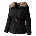 thumbnail image 2 of Ma Croix Womens Fur Lined Coat with Belt Quilted Faux Fur Insulated Winter Jacket Parka Outerwear, 2 of 5