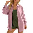 thumbnail image 1 of Craaazy Women's Relaxed Fit Collared Blouse, Solid Color Long Sleeve Button Down Top, Loose Comfy Cotton Casual Shirt for Spring & Fall Gifts, 1 of 5