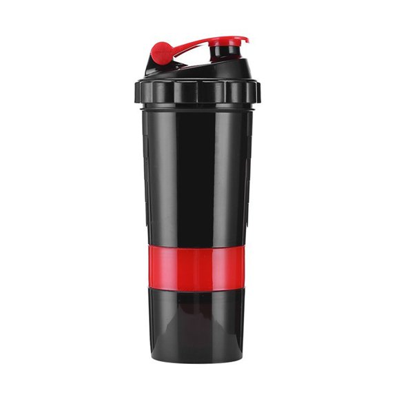 Taza Mezcladora De Proteínas, Básculas Transparentes A Prueba De Fugas Que Evitan Resbalones, Tapa Superior Abatible, Roja Para Entrenamiento