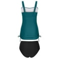 thumbnail image 6 of Womens Bikini Swimsuits Two Piece Ruched Bathing Suits Drawstring High Waist Modest Tankini Swimwear(Blue 2XL), 6 of 7