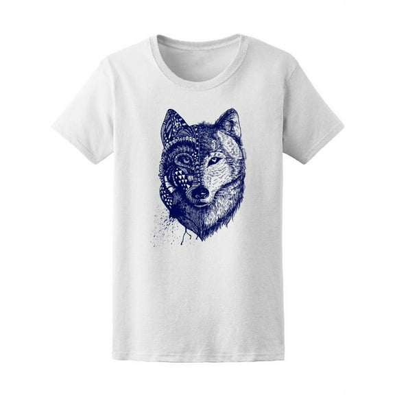 Beautiful Abstract Wolf Sketch T-Shirt Women -Image by Shutterstock, Female x-Large