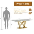 thumbnail image 2 of 70" Marble Dining Table for 6-8 People, Modern Rectangle Faux Marble Kitchen Table with Mirrored Finish Stainless Steel Base, Dining Room Table for Home, Kitchen, Apartment (Style 1: Gray & Gold), 2 of 7