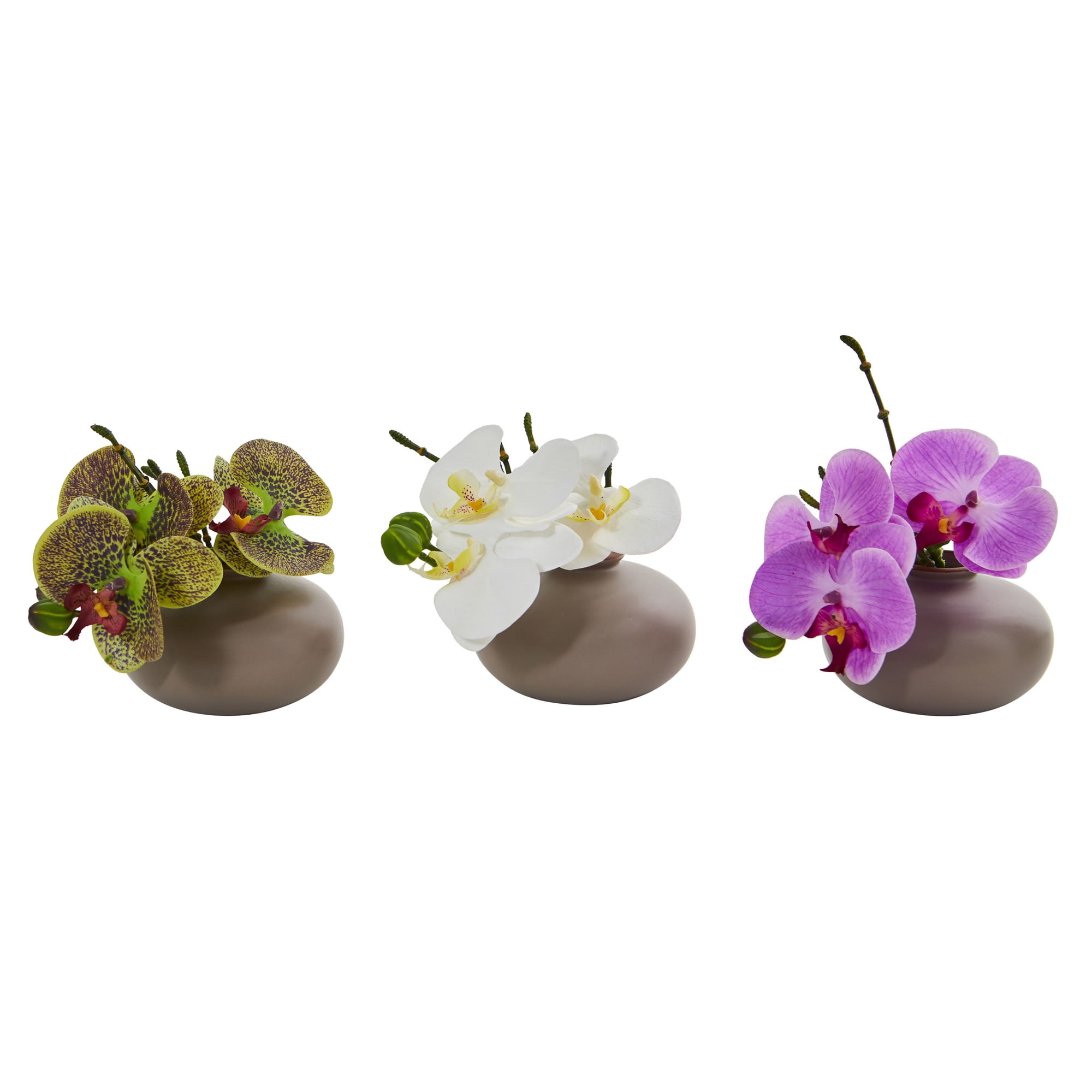 Nearly Natural 7in. Phalaenopsis Orchid Artificial Arrangement, Set of