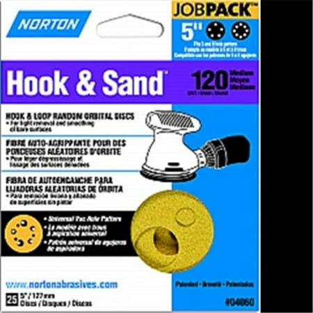 UPC: 0076607040602 | Norton Hook & Sand 5 in. Aluminum Oxide Hook and Loop A290 Sanding Disc 120 Grit Medium 25 pk