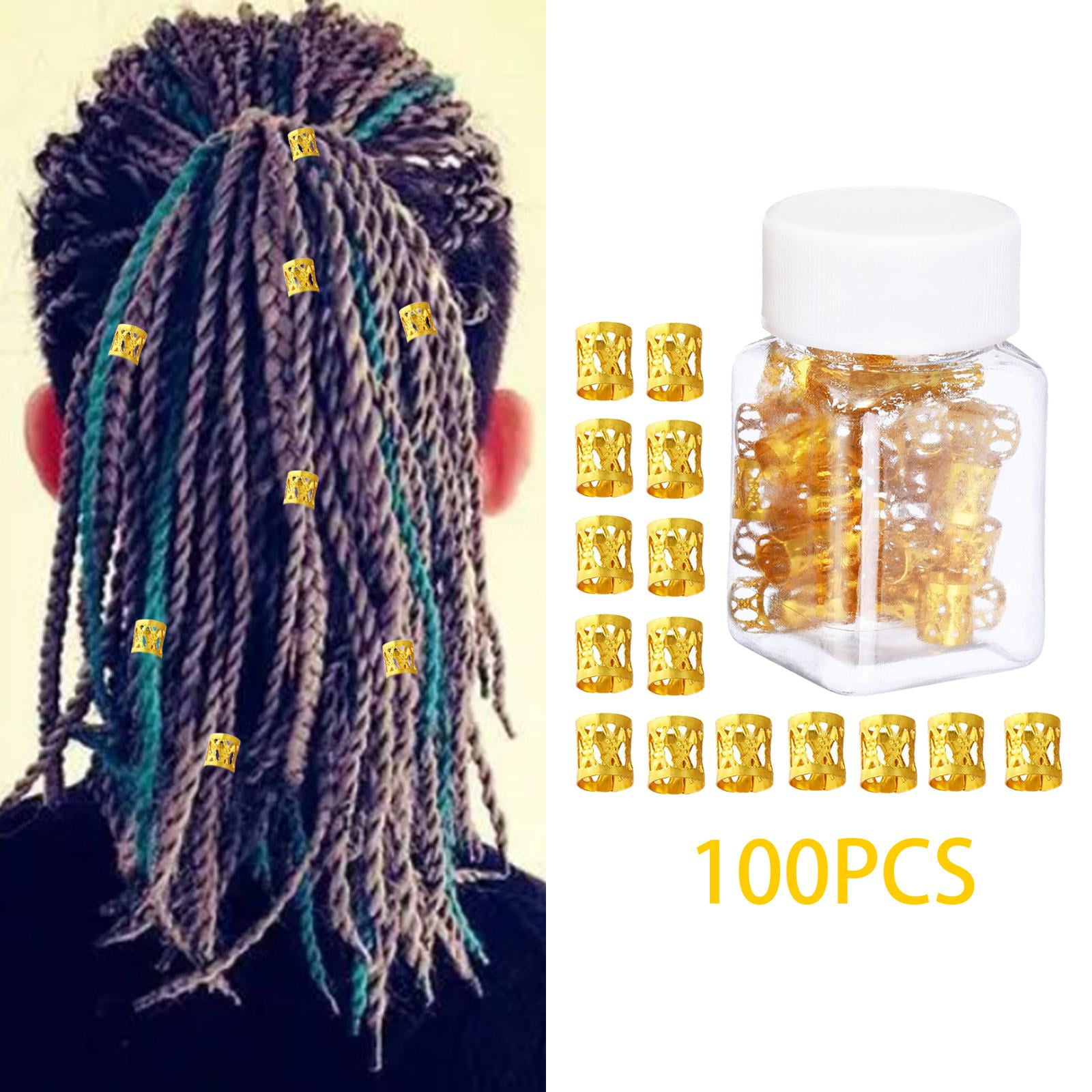 TOOYFUL 5x100x Dreadlocks Beads Decorations Pendants Metal for Hair Accessory Gold