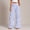 Blue, variant on Cotton Linen Blend Wide-Leg Pants for Women, Pull-On Elastic Waist Palazzo Style with Side Pockets, S-XXL