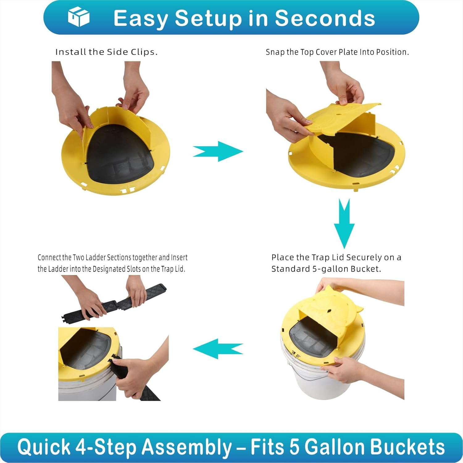 Mouse Trap Bucket Flip Lid, Auto-Reset Multi-Catch Humane Mouse Traps for Indoor and Outdoor Use, Reusable 5 Gallon Bucket Rat Trap Lid for Mice and Rodent Control (2 Pack)
