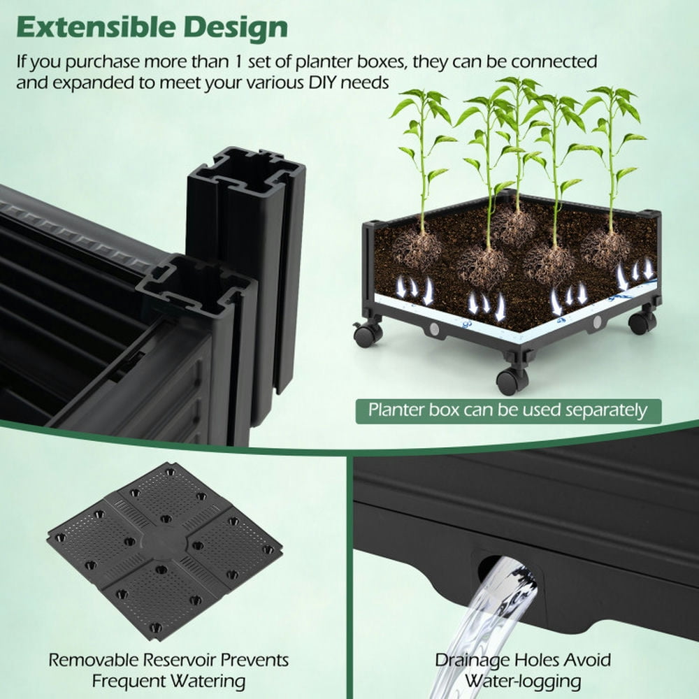 Spaco Garden Obelisk Trellis with Self-Drainage System for Climbing Plants-Black, Vegetables Tomato and Herbs for Patio Balcony Deck to Planting Flowers