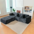 thumbnail image 6 of GGUG Sectional Sofa, 110" Modular U-Shaped Boneless Couch with 2 Ottomans 5-Seat Sofa for Living Room Apt, Gray, 6 of 11