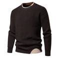 thumbnail image 4 of QTBIUQ Sweater Man Leisure Fake Two Items Round Neck Color Collision Versatile Long Sleeves Sweater Coffee, 4 of 5