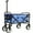 Blue Flower, variant on Heavy Duty Collapsible Folding Wagon with Swivel Wheels, Lightweight Portable Utility Cart for Grocery Shopping, Camping, Beach, Sports and Outdoor Activities, Adjustable Handle, Blue Floral Design