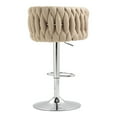 thumbnail image 5 of IVV 360° Swivel Barstools Set of 2, Adjustable Counter Height Bar Stools with Woven Backs and Stable Silver Base, Fabric Kitchen Stools for Island, Yellow, 5 of 8