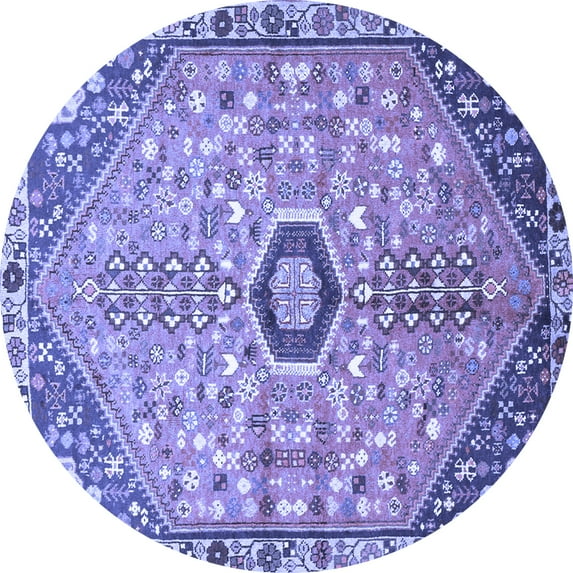Ahgly Company Machine Washable Indoor Round Persian Blue Traditional Area Rugs, 5' Round