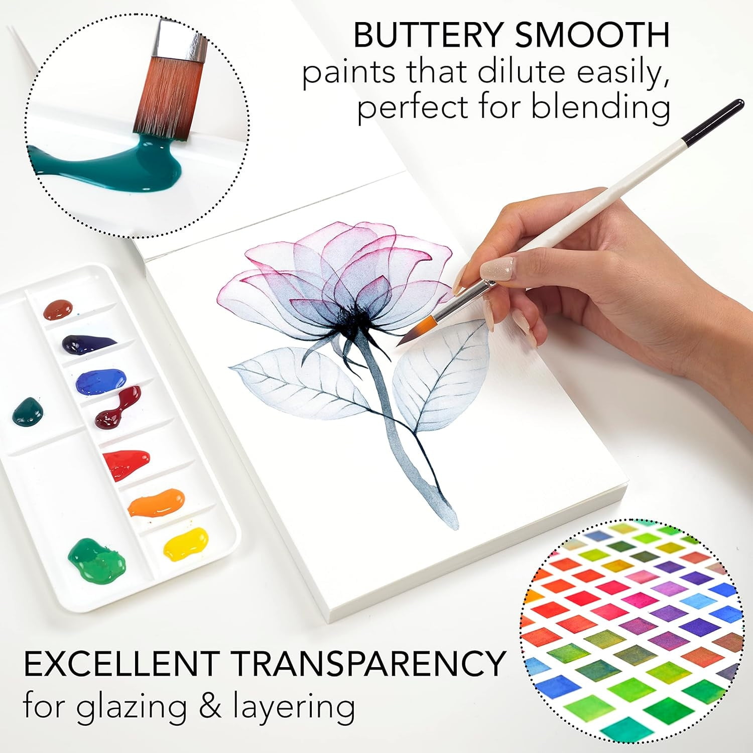 Watercolor Paint Set - 84 Piece Kit for Adults, Beginner & Professional Artists - 48 Tubes (12ml), 25 Page Sketch Paper Pad, 8 Painting