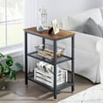 thumbnail image 2 of VECELO Set of 2 End Table, 3-Tier Storage Shelf Industrial Nightstand Bedside Sofa Side Table, Brown, 2 of 9