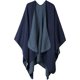 thumbnail image 1 of Capa tipo poncho con chal cruzado en bloque de color para mujer - Azul marino, 1 of 5