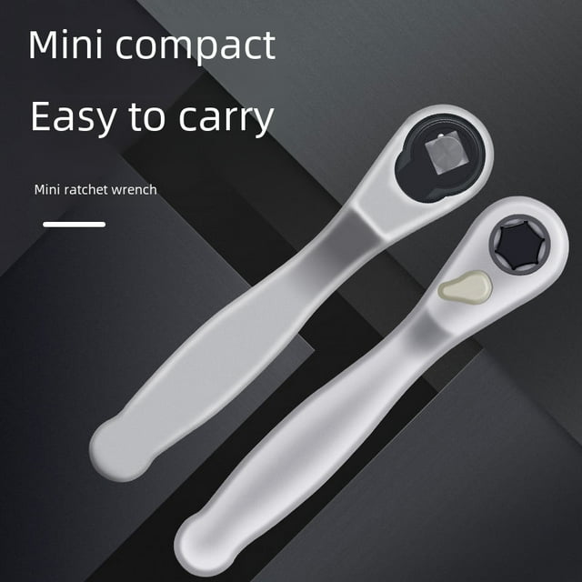 Poignée à Cliquet Mini Compacte 96mm Noire 2-en-1 avec Ensemble de Douilles – Double Direction Action Rapide, Finition Chrome Poli pour Usage Professionnel et Bricolage Durable, Conception Facile à Utiliser avec Compatibilité de Bits