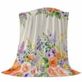 thumbnail image 6 of Pink Orange Flowers Blanket Soft Cozy Warm Throw Blanket for Couch, Plush Fuzzy Flannel Fleece Blankets for Sofa, Spring Floral Farmhouse Botanical Rustic Bed Blankets Gifts for Men, 50"x80", 6 of 9