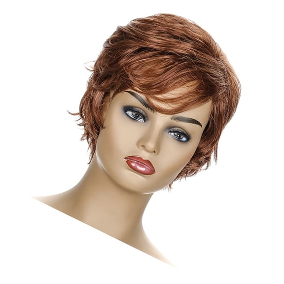 GETAJGHSD Short Curly Woman Hair Wig Brown Ventilative Fashion Hair Cover Suitable for Masquerade