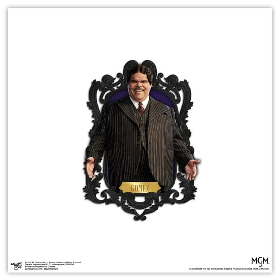 Gallery Pops Wednesday - Gomez Addams Gallery Portrait Wall Art, Unframed Version, 12" x 12"