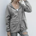 thumbnail image 2 of Casual Windproof Jacket for Women Hooded Waterproof Zipper Windproof Waterproof Raincoat Jacket Lightweight Packable Motorcycle Jacket Rain Jacket for Women Casual, 2 of 5