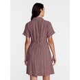thumbnail image 3 of Time and Tru Women's Linen Blend Pleated Mini Shirtdress with Short Sleeves, Sizes XS-XXXL, 3 of 5