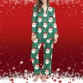thumbnail image 4 of Lorytime Christmas Pjs Set Women Long Sleeve Santa Claus Collared Tops Elastic Waist Pants Festive Loungewear, 4 of 7