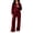 Wine women two piece lounge set a1, variant on BRELIL Women Two Piece Lounge Set Collared Long Sleeve Pullover Tops Wide Leg Pants Matching Casual Outfits Solid Loungewear Tracksuit Vacation Travel, Wine XL