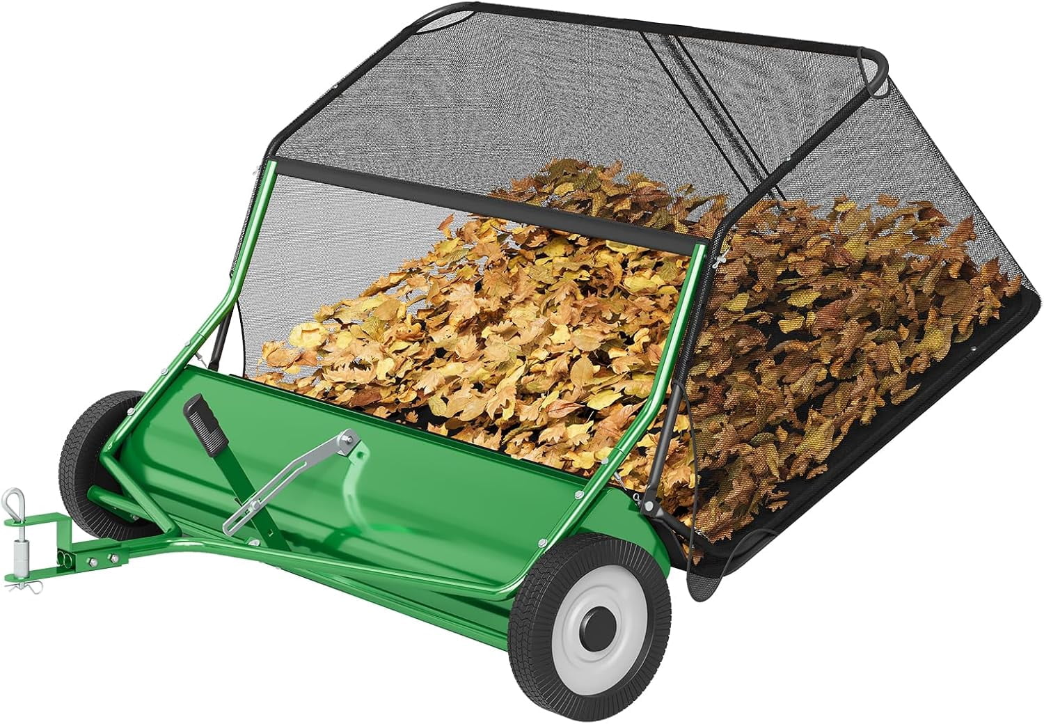 EastVita 48 in Wide Tow Behind Lawn Sweeper 25 Cu Ft Large Capacity Hopper Heavy Duty Adjustable Brush Height for Yard Lawn Farm Cleanup