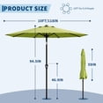 thumbnail image 2 of QinaQin Sombrilla para patio de 10 pies, paraguas de mesa para exterior con manivela suave, inclinación con botón y 8 varillas resistentes, protección UV e impermeable para jardín o terraza, 2 of 7