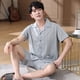 thumbnail image 4 of Pijama de manga corta para Hombre, ropa de dormir masculina con estampado a cuadros, de algodón, talla grande XXXL, 4 of 4