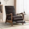 thumbnail image 2 of Bonzy Home Mid-Century Modern PU Leather Recliner with Adjustable Backrest & Footrest – Solid Wood Frame Accent Chair for Living Room, Bedroom & Sunroom, Brown, 2 of 7