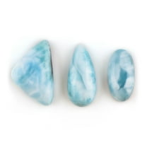 3pcs Natural Blue Larimar Cabochon Crystal Gemstone Lot, Chakra Healing Energy Stones, Birthstone Crystal for Jewelry Making Supplies, DIY Crafts, Wire Wrapping Loose Gemstones,