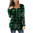 thumbnail image 1 of MesaSe Tunique de Noël Imprimée Col Rond pour Femmes Boutons Manches Longues Blouse Ample, 1 of 6