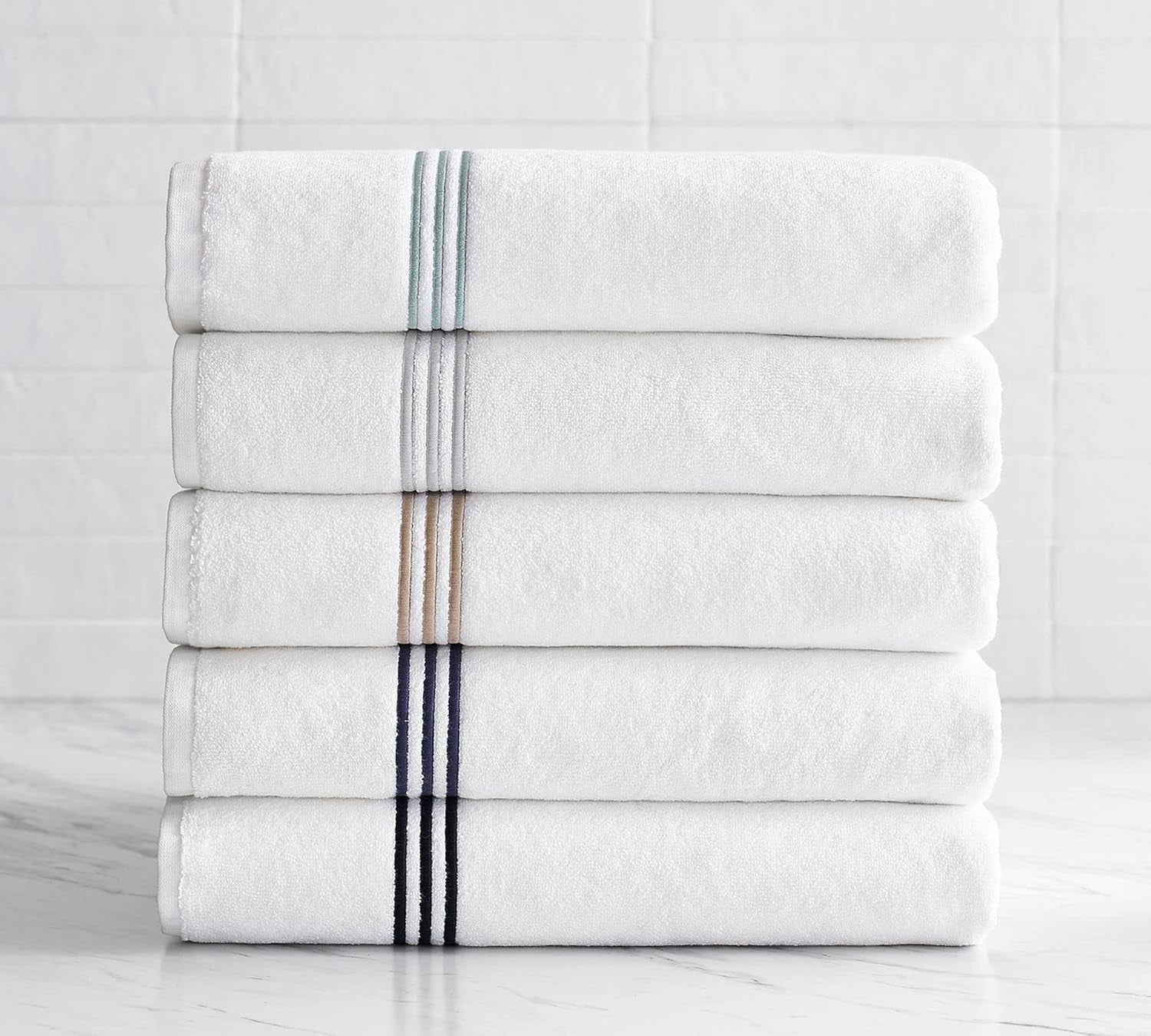 Simpli-Magic Bathroom Towel Set with Bath Towels, Hand Towels, and Washcloths, 8 Piece, White/Black