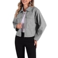 thumbnail image 4 of INSPIRE CHIC Zipper Jacket for Women's Lapel Collar Two Pockets Long Sleeve Casual Coat, 4 of 5