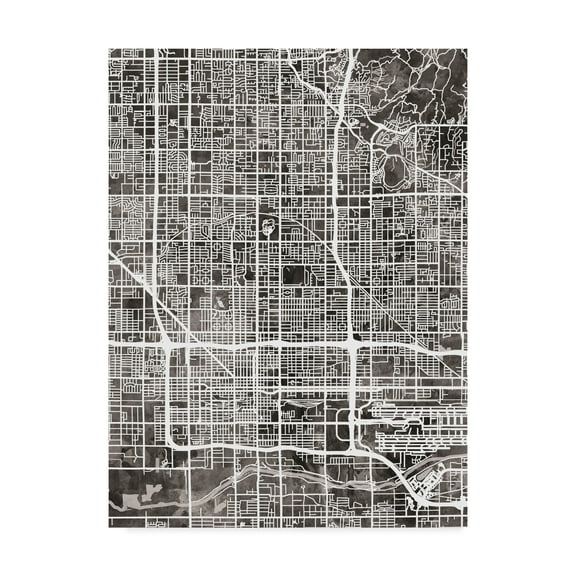 Trademark Fine Art 'Phoenix Arizona City Map Black' Canvas Art by Michael Tompsett